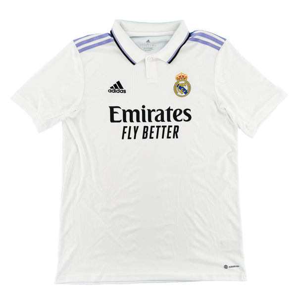 Wit Real Madrid Thuis voetbalshirt uit seizoen 2022 - 2023 voorkant