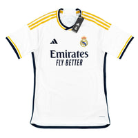 Wit Real Madrid thuis voetbalshirt uit seizoen 2023 - 2024 voorkant