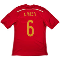 2014 Spanje WK Thuis Shirt Iniesta #6 - 10/10 - (M) - Oldschool Voetbalshirts