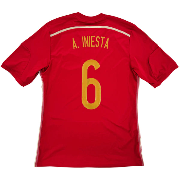 2014 Spanje WK Thuis Shirt Iniesta #6 - 10/10 - (M) - Oldschool Voetbalshirts