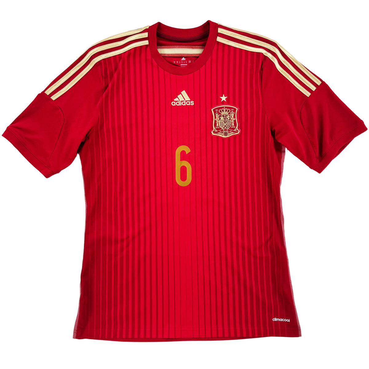 2014 Spanje WK Thuis Shirt Iniesta #6 - 10/10 - (M) - Oldschool Voetbalshirts