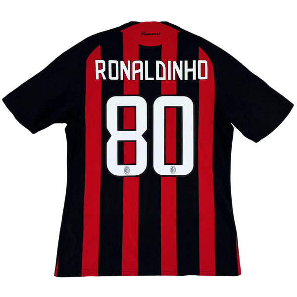 2008-09 AC Milan Thuis Shirt Ronaldinho #80 - 8/10 - (M) - Oldschool Voetbalshirts