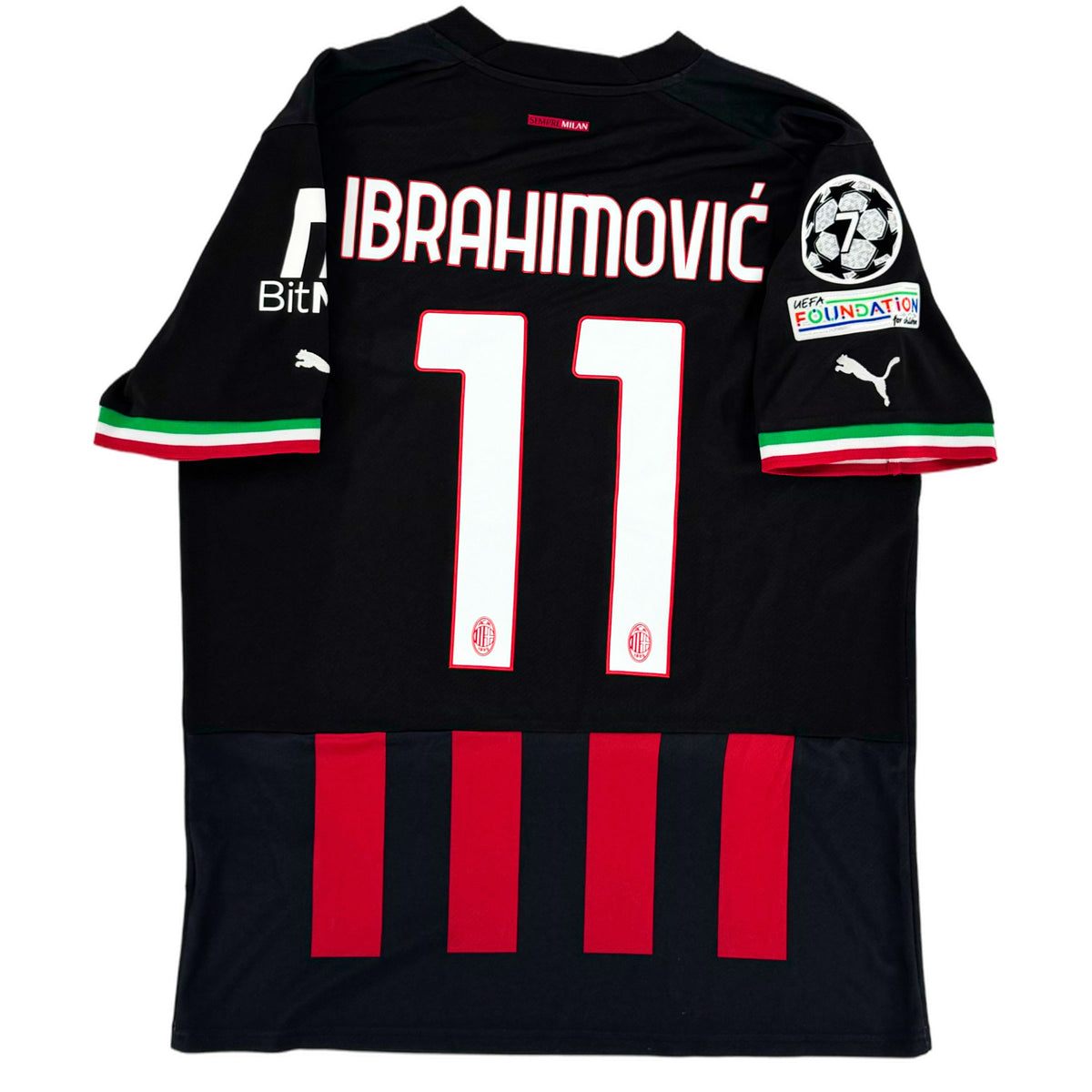 2022-23 AC Milan Thuis Shirt Ibrahimovic #11 - 9/10 - (M) - Oldschool Voetbalshirts