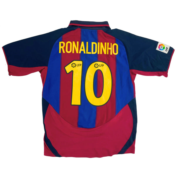 2003-04 Barcelona Thuis Shirt Ronaldinho - 7/10 - (M) - Oldschool Voetbalshirts