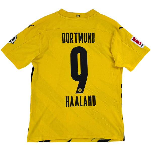 2020-21 Borussia Dortmund Thuis Shirt Haaland #9 - 8/10 - (S) - Oldschool Voetbalshirts