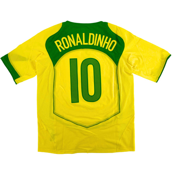 2004 Brazilië Thuis Shirt Ronaldinho - 10/10 - (L) - Oldschool Voetbalshirts