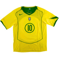 2004 Brazilië Thuis Shirt Ronaldinho - 10/10 - (L) - Oldschool Voetbalshirts