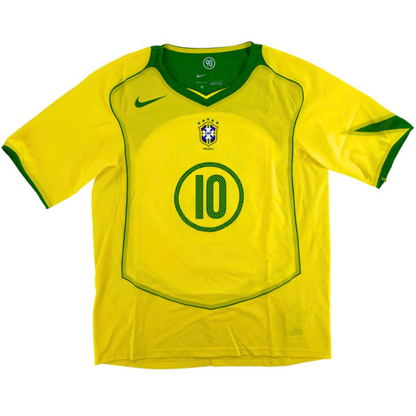 2004 Brazilië Thuis Shirt Ronaldinho - 10/10 - (L) - Oldschool Voetbalshirts