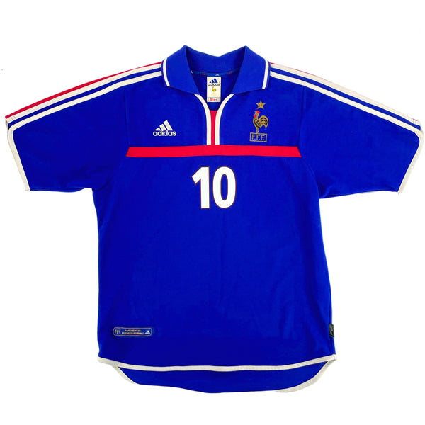 2000 Frankrijk EK Thuis Shirt Zidane - 9/10 - (M) - Oldschool Voetbalshirts