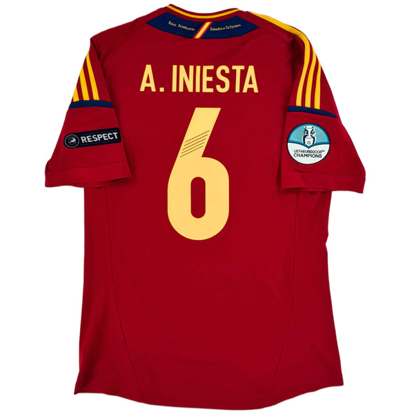 2012 Spanje EK Thuis Shirt Iniesta #6 - 8/10 - (M) - Oldschool Voetbalshirts