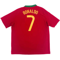 2008 Portugal EK Thuis Shirt Ronaldo - 7/10 - (XL) - Oldschool Voetbalshirts