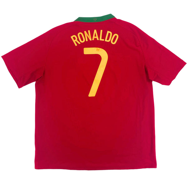 2008 Portugal EK Thuis Shirt Ronaldo - 7/10 - (XL) - Oldschool Voetbalshirts