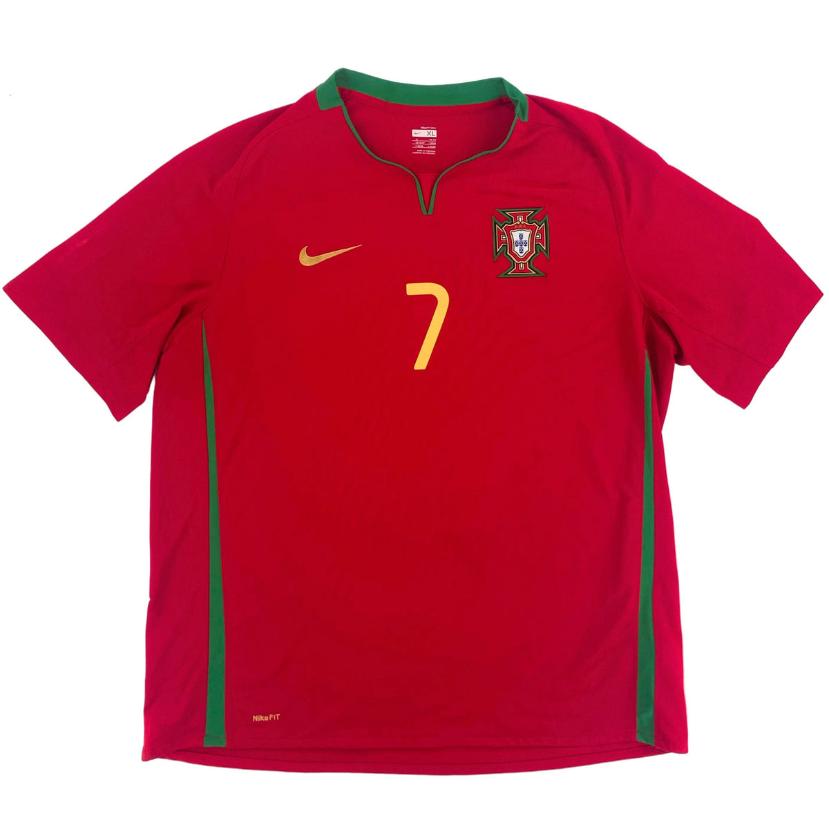 2008 Portugal EK Thuis Shirt Ronaldo - 7/10 - (XL) - Oldschool Voetbalshirts