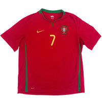 2008 Portugal EK Thuis Shirt Ronaldo - 7/10 - (XL) - Oldschool Voetbalshirts